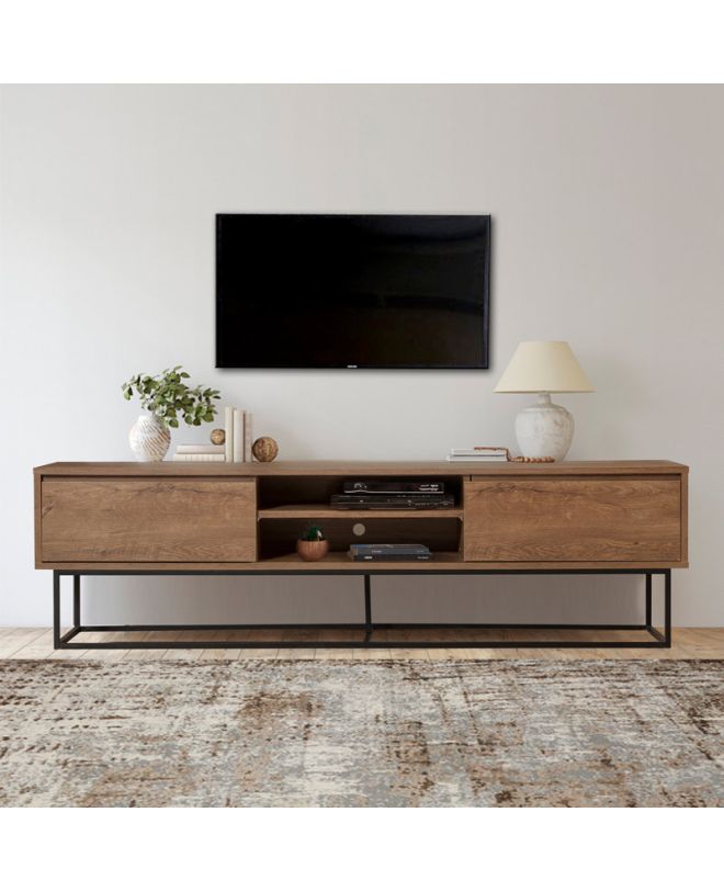 Έπιπλο τηλεόρασης Amedeo Megapap χρώμα καρυδί 180x40x50εκ.