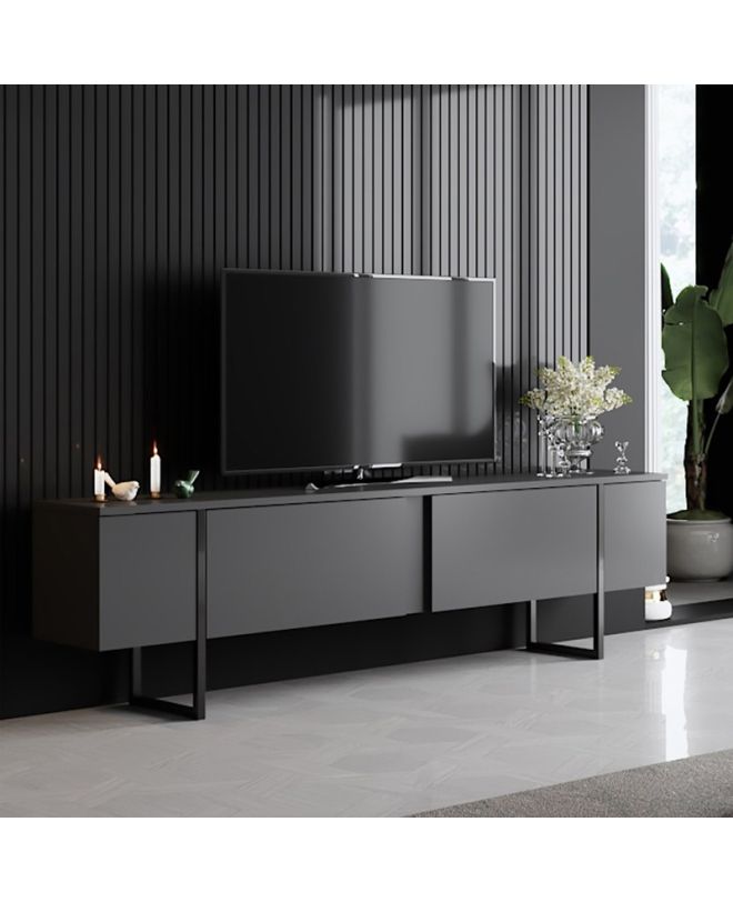 Έπιπλο τηλεόρασης Luxe Megapap χρώμα ανθρακί 180x30x50εκ.