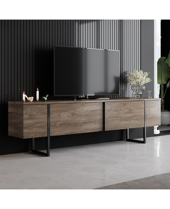 Έπιπλο τηλεόρασης Luxe Megapap χρώμα καρυδί 180x30x50εκ.