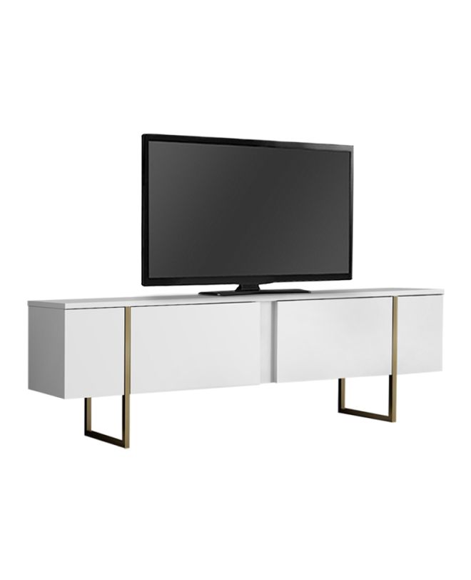 Έπιπλο τηλεόρασης Luxe Megapap χρώμα λευκό - χρυσό 180x30x50εκ.