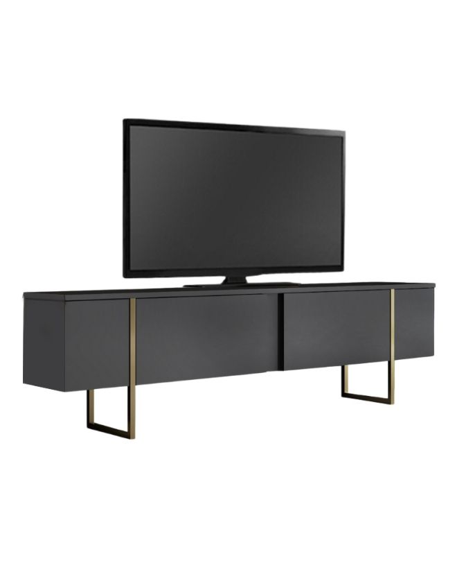 Έπιπλο τηλεόρασης Luxe Megapap χρώμα ανθρακί - χρυσό 180x30x50εκ.