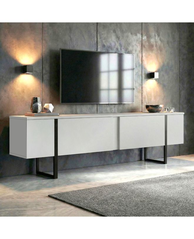 Έπιπλο τηλεόρασης Luxe Megapap χρώμα λευκό - μαύρο 180x30x50εκ.