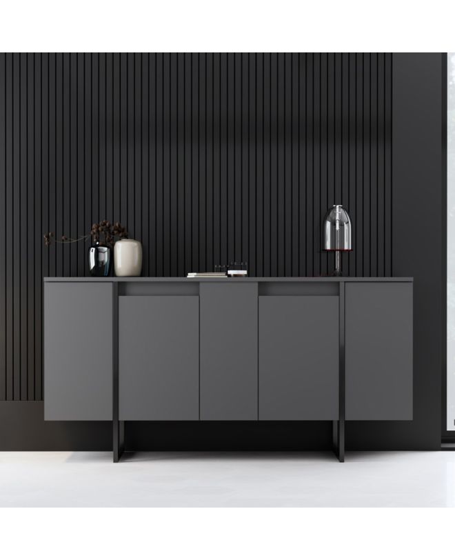 Μπουφές Luxe Megapap χρώμα ανθρακί 160x35x80εκ.