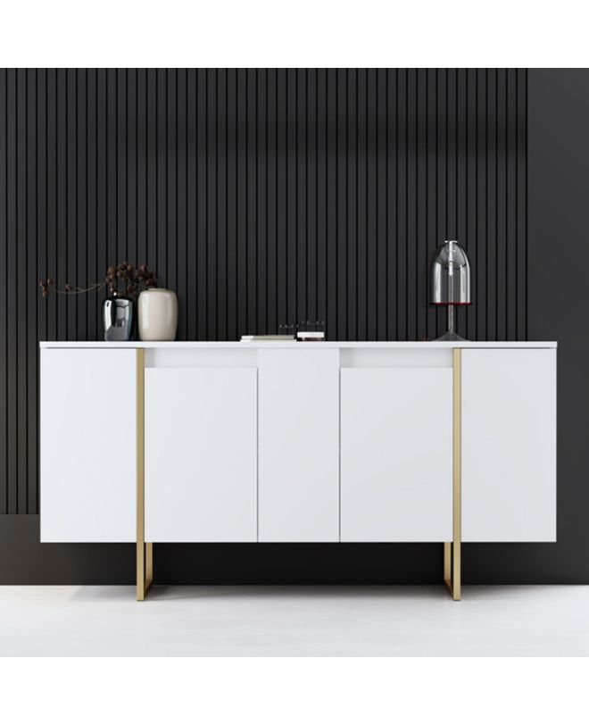 Μπουφές Luxe Megapap χρώμα λευκό - χρυσό 160x35x80εκ.