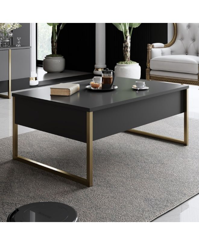 Τραπεζάκι σαλονιού Luxe Megapap χρώμα ανθρακί - χρυσό 90x60x40εκ.