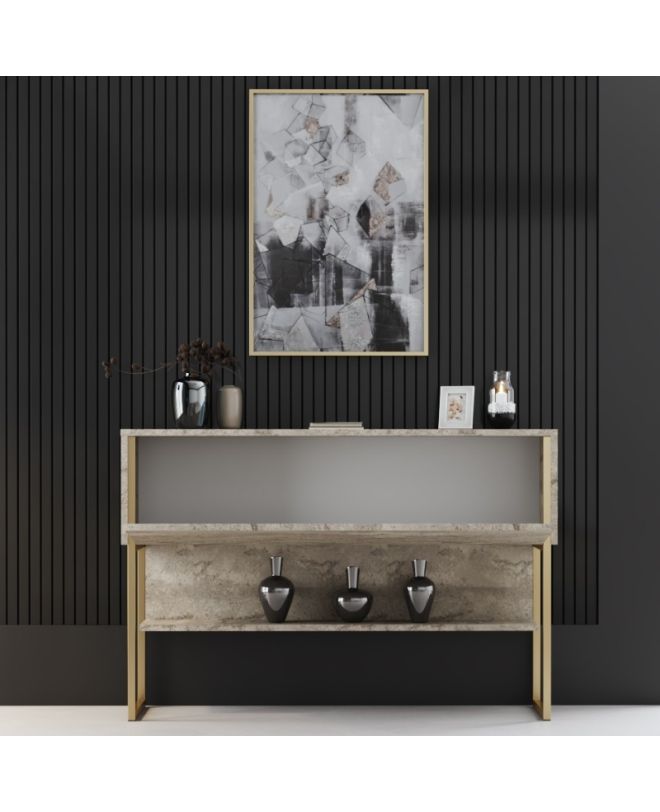 Μπουφές Luxe Megapap χρώμα travertine - χρυσό 120x30x80εκ.