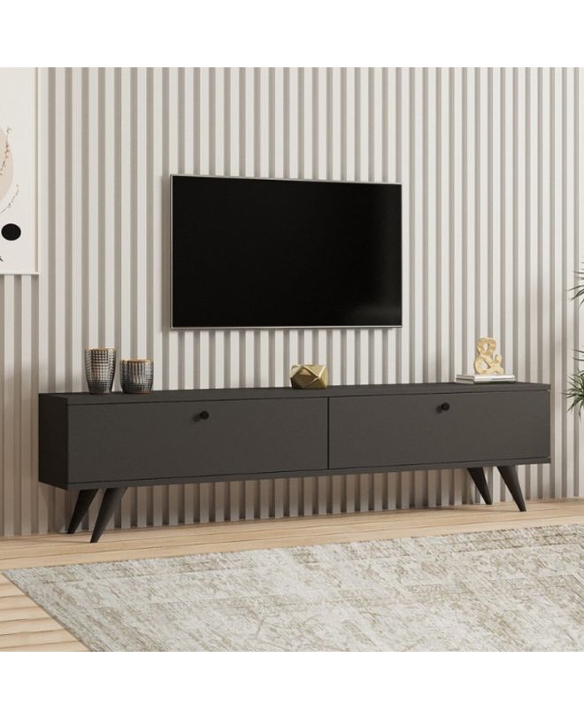 Έπιπλο τηλεόρασης Paris Megapap χρώμα ανθρακί 160x25x35εκ.