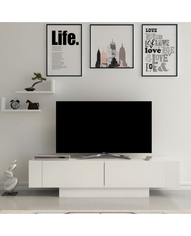 Έπιπλο τηλεόρασης Matera Megapap χρώμα λευκό 150x31,5x41,6εκ.