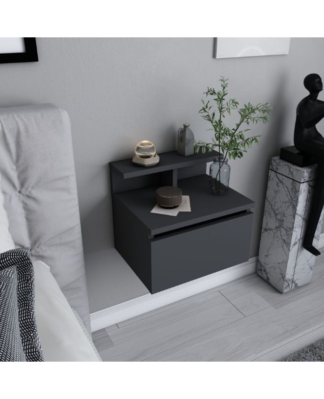 Κομοδίνο επιτοίχιο Arsen Megapap χρώμα ανθρακί 39,8x31,9x35εκ.