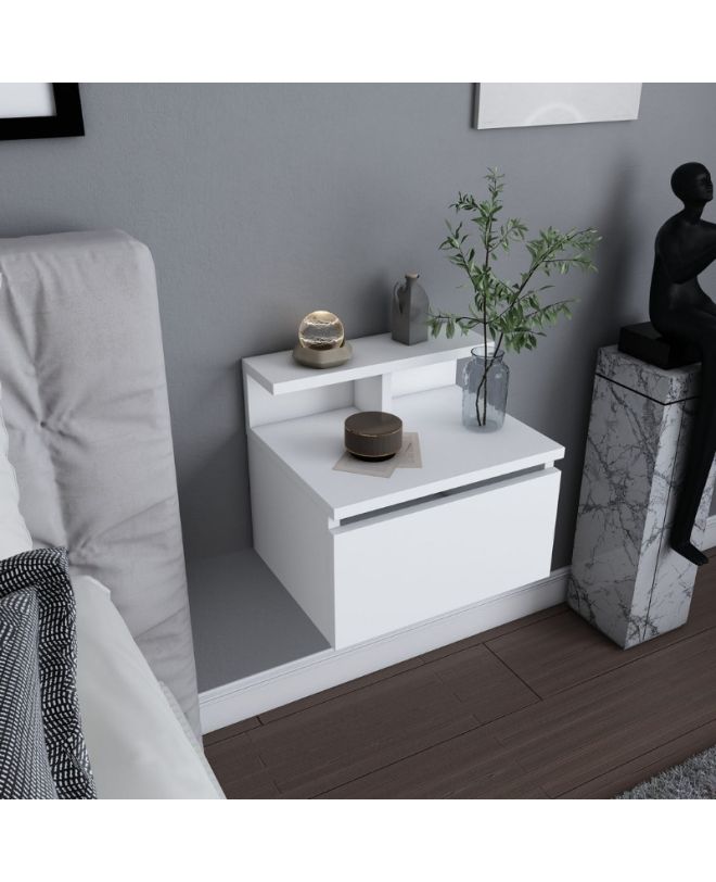 Κομοδίνο επιτοίχιο Arsen Megapap χρώμα λευκό 39,8x31,9x35εκ.