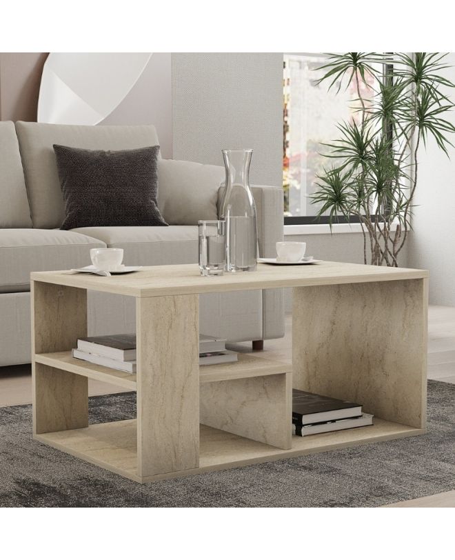 Τραπεζάκι σαλονιού Rodom Megapap χρώμα travertine 80x50x40εκ.