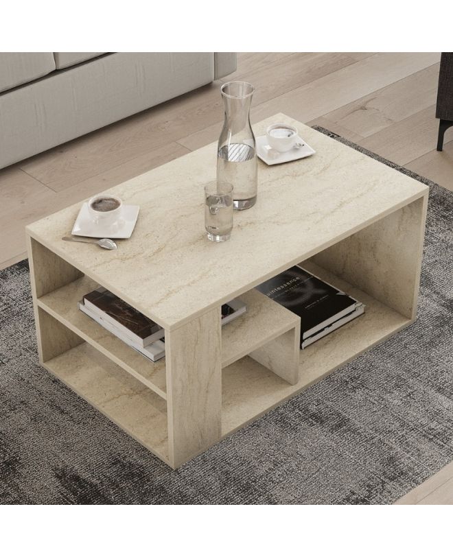 Τραπεζάκι σαλονιού Rodom Megapap χρώμα travertine 80x50x40εκ.