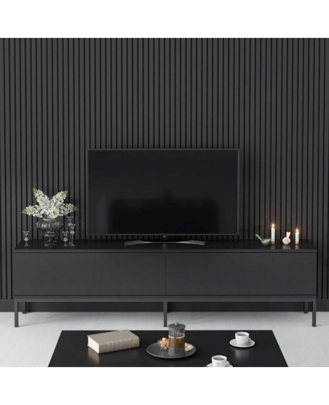Έπιπλο τηλεόρασης Lord Megapap χρώμα μαύρο 180x30x47εκ.