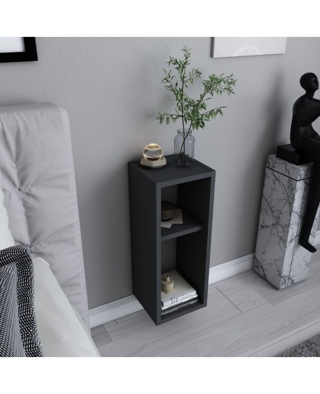 Κομοδίνο επιτοίχιο Sault Megapap χρώμα ανθρακί 23,2x22x59,6εκ.
