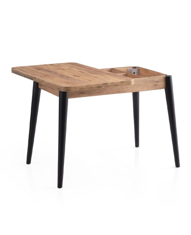 Τραπέζι Dolunay Megapap επεκτεινόμενο χρώμα atlantic pine - μαύρο 100x60(120x100)x79,5εκ.