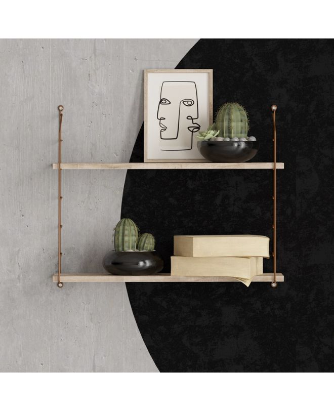 Ραφιέρα τοίχου Armoni Megapap χρώμα sacramento oak - καφέ μέταλλο 72x20x58εκ.