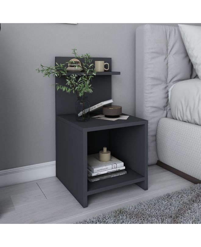 Κομοδίνο Ulman Megapap χρώμα ανθρακί 35x37x72εκ.