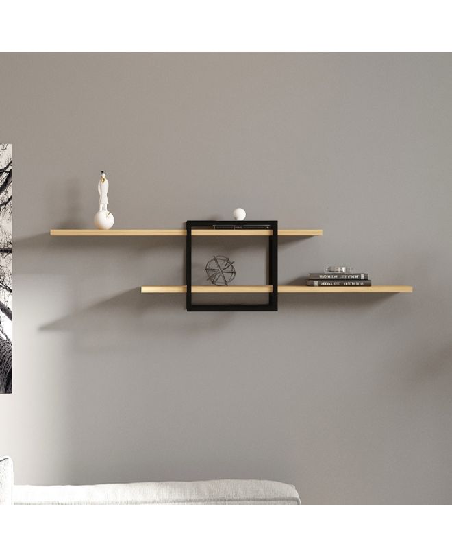 Ραφιέρα τοίχου Mone Megapap χρώμα sapphire oak - μαύρο 120x18x30εκ.