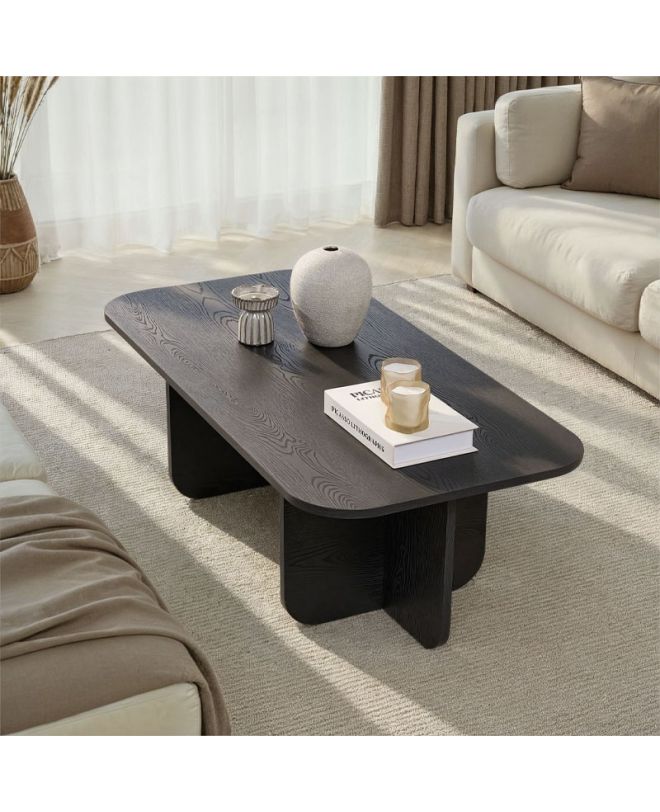 Τραπεζάκι σαλονιού Becaj Megapap χρώμα black wood 120x60x41,4εκ.