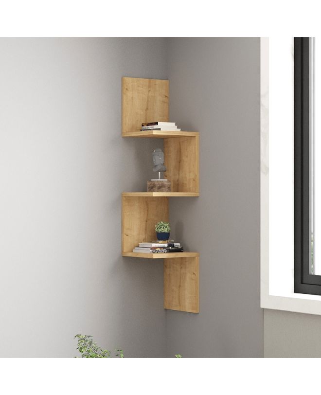 Ραφιέρα τοίχου γωνιακή Zikzak Megapap χρώμα sapphire oak 25x25x105,4εκ.