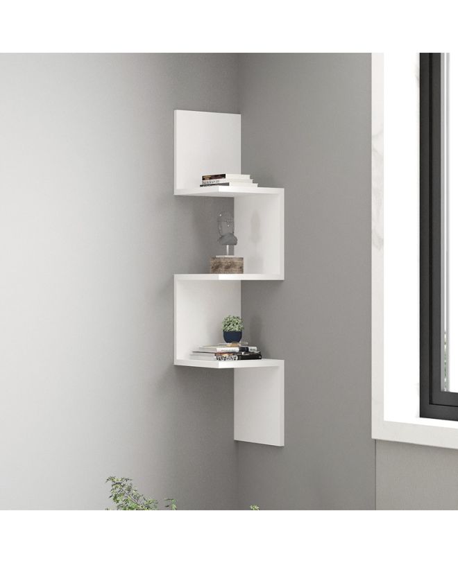Ραφιέρα τοίχου γωνιακή Zikzak Megapap χρώμα λευκό 25x25x105,4εκ.