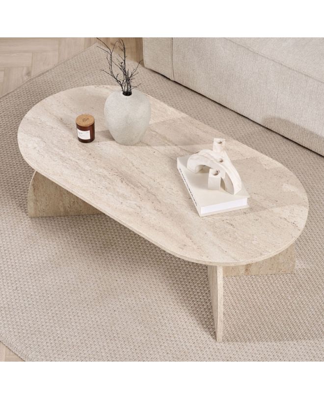 Τραπεζάκι σαλονιού Melina Megapap χρώμα travertine 120x60x40εκ.