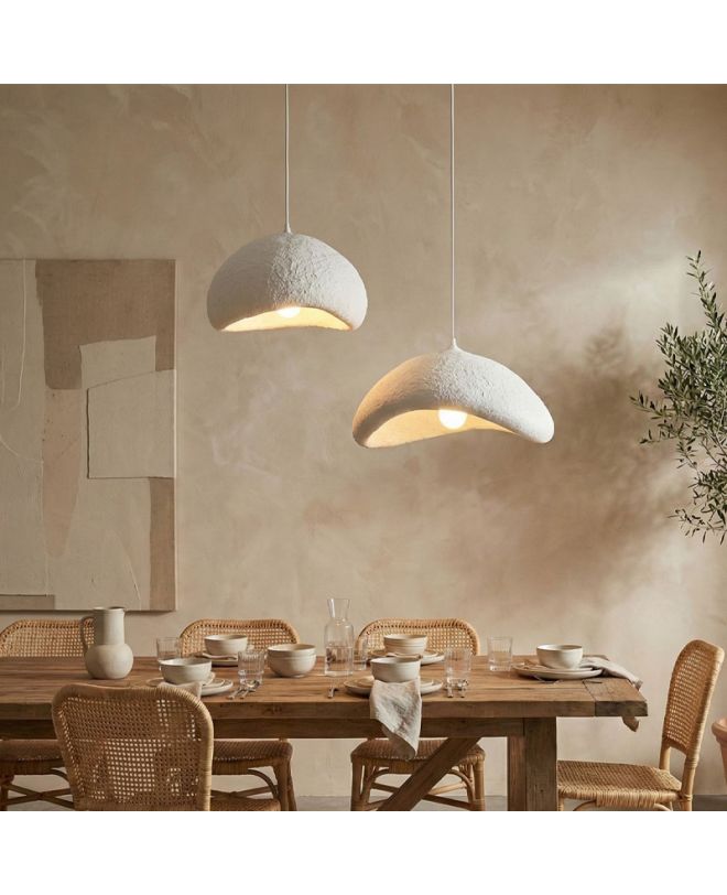 Φωτιστικό οροφής Luna Megapap E27 fiberglass δίφωτο χρώμα λευκό Ø70x115εκ.
