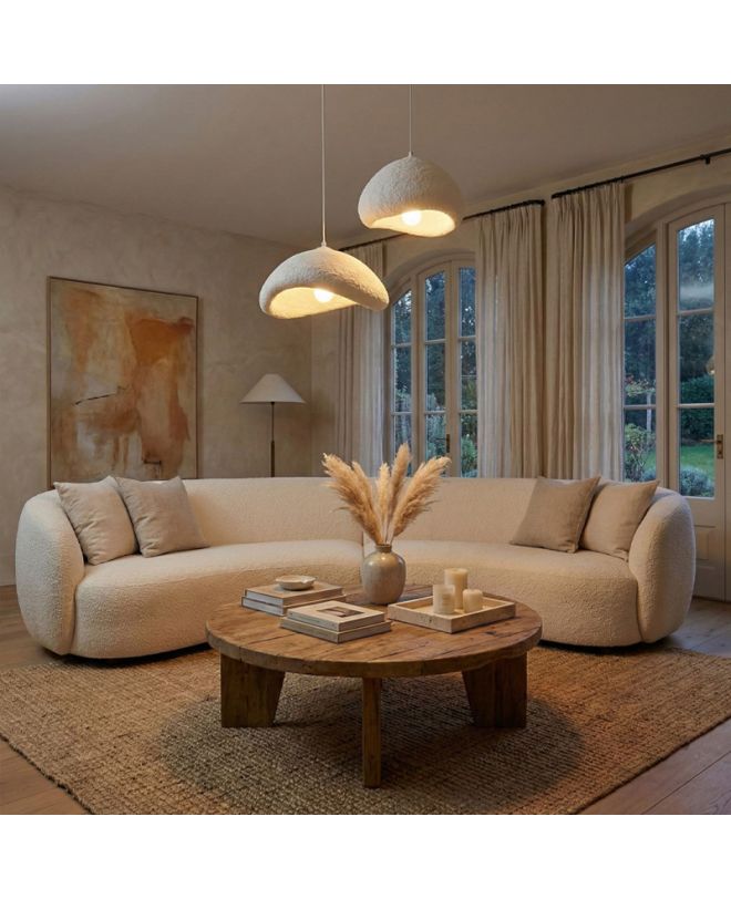 Φωτιστικό οροφής Luna Megapap E27 fiberglass δίφωτο χρώμα λευκό Ø70x115εκ.