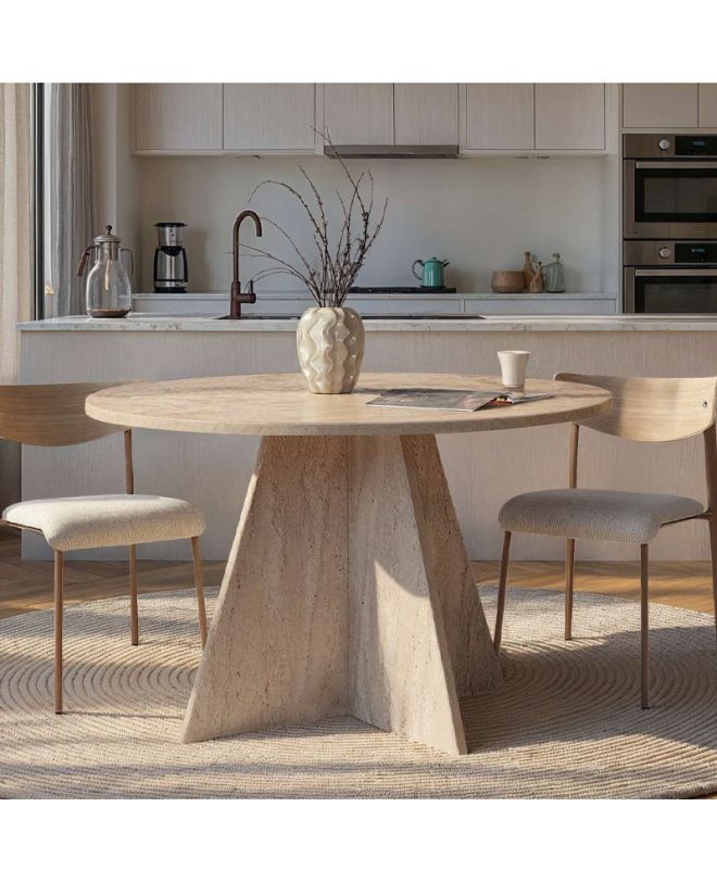 Τραπέζι Virela Megapap χρώμα travertine Ø120x75εκ.
