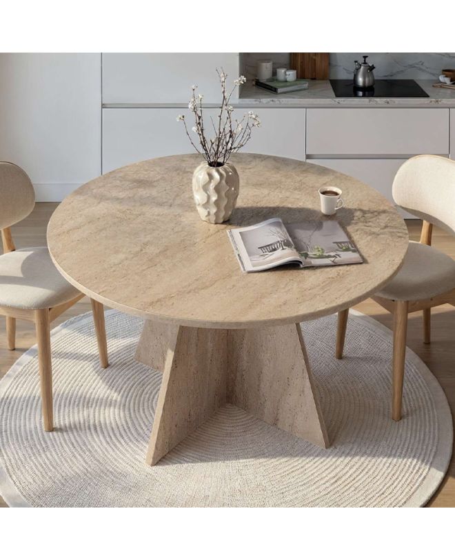 Τραπέζι Virela Megapap χρώμα travertine Ø120x75εκ.