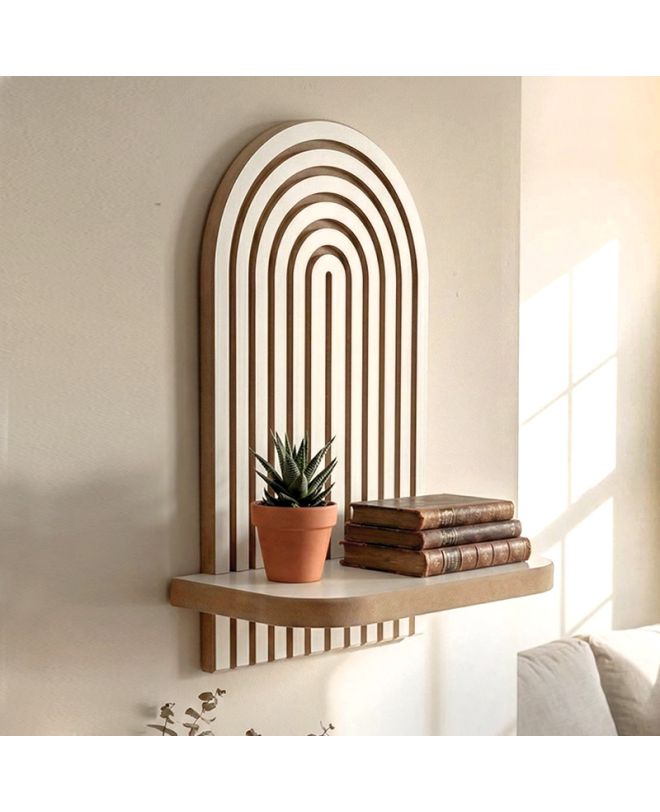 Ραφιέρα τοίχου Artwill Megapap Mdf χρώμα λευκό - oak 26x13x35εκ.
