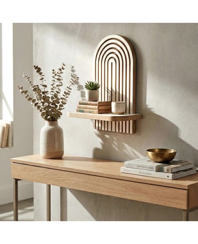 Ραφιέρα τοίχου Artwill Megapap Mdf χρώμα λευκό - oak 26x13x35εκ.