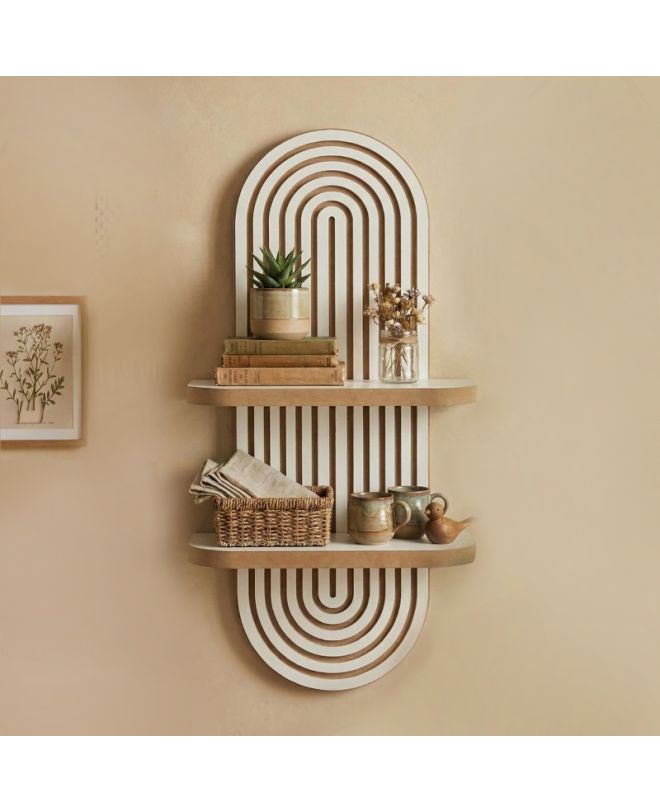 Ραφιέρα τοίχου Artwill Megapap Mdf χρώμα λευκό - oak 26x13x70εκ.