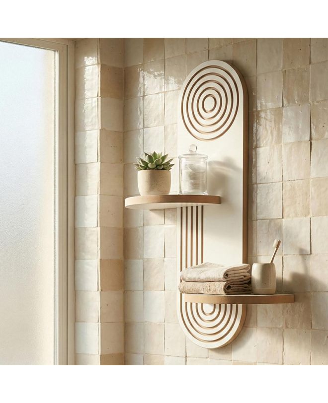 Ραφιέρα τοίχου Artwill Megapap Mdf χρώμα λευκό - oak 46x13x70εκ.