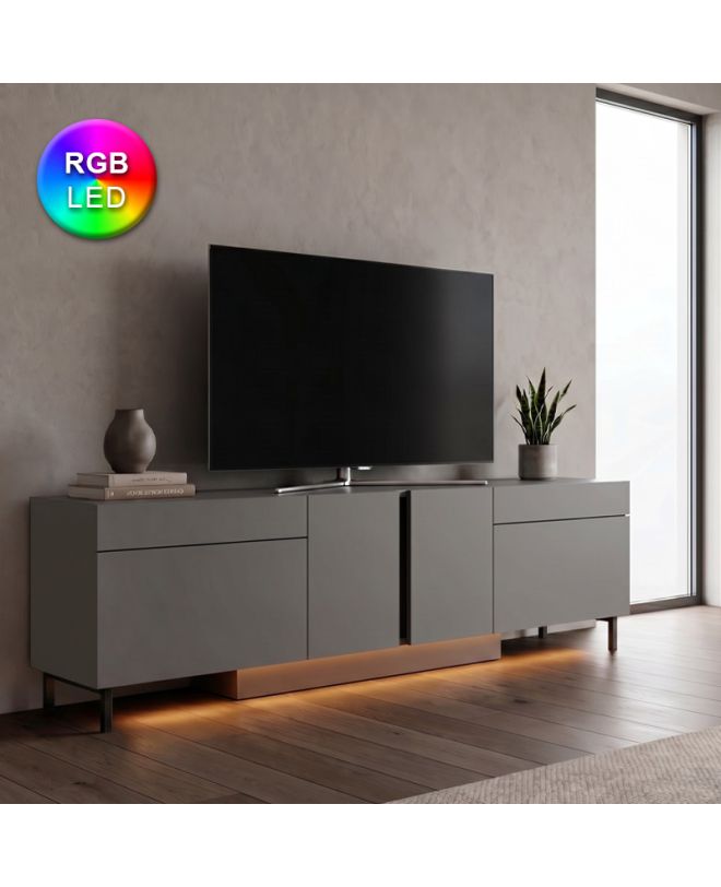 Έπιπλο τηλεόρασης Arlen Megapap με Led Rgb χρώμα ανθρακί 180x32x50εκ.