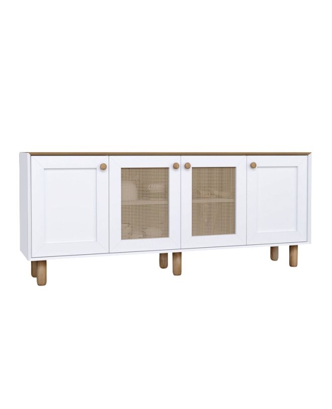 Μπουφές Bohemian Megapap χρώμα λευκό - φυσικό οξιάς 180x40x75εκ.