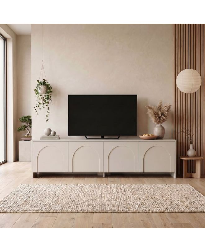 Έπιπλο τηλεόρασης Aurelia Megapap χρώμα κρεμ 180x32x45εκ.