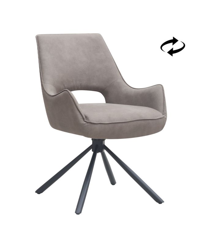 Πολυθρόνα τραπεζαρίας Alessia Megapap περιστρεφόμενη elephant grey ύφασμα - μεταλλικό μαύρο πόδι 58x66x85εκ.