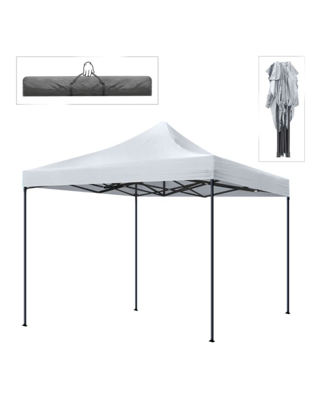Κιόσκι - Gazebo Bari Megapap πτυσσόμενο μεταλλικός σκελετός - αδιάβροχο ύφασμα χρώμα λευκό 3x3x3,10m.