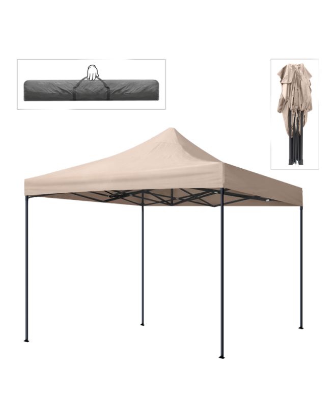 Κιόσκι - Gazebo Bari Megapap πτυσσόμενο μεταλλικός σκελετός - αδιάβροχο ύφασμα χρώμα της άμμου 3x3x3,10m.