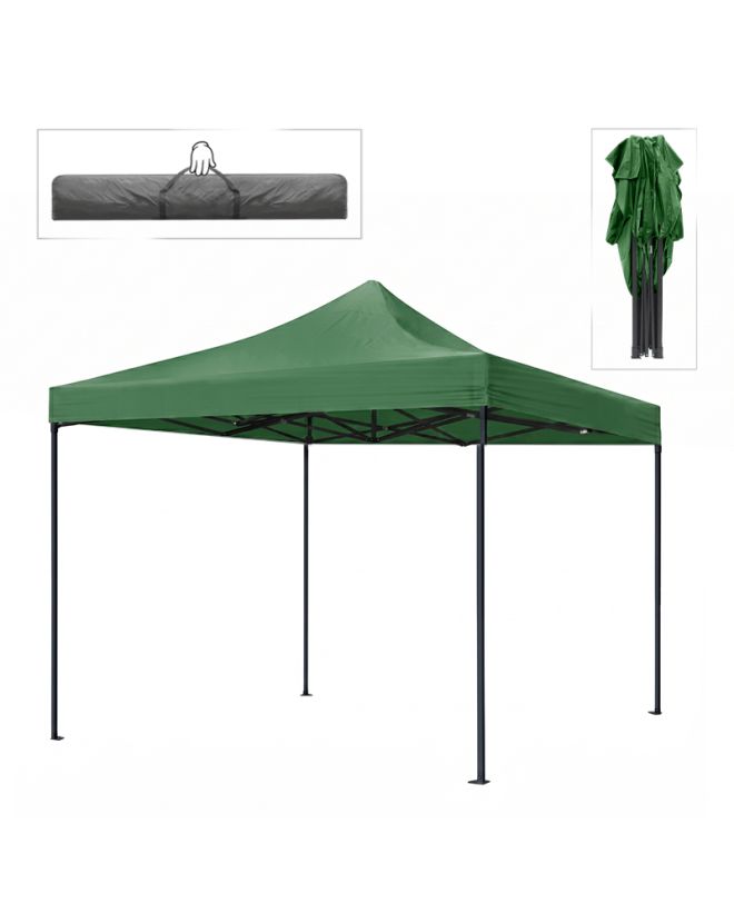 Κιόσκι - Gazebo Bari Megapap πτυσσόμενο μεταλλικός σκελετός - αδιάβροχο ύφασμα χρώμα πράσινο 3x3x3,10m.