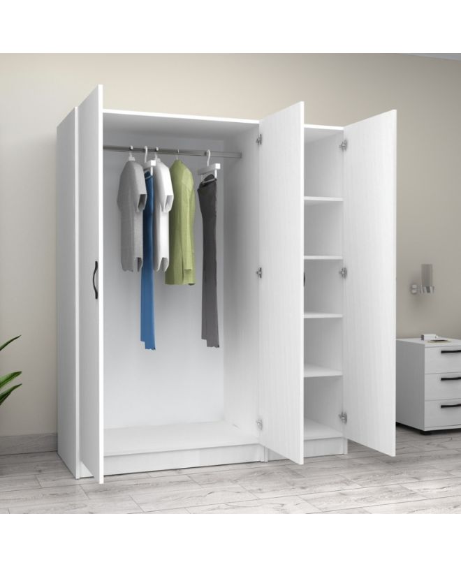 Ντουλάπα ρούχων Victoria Megapap τρίφυλλη χρώμα λευκό 150x60x181εκ.