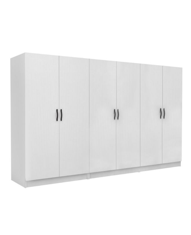 Ντουλάπα ρούχων Victoria Megapap εξάφυλλη χρώμα λευκό 300x60x181εκ.