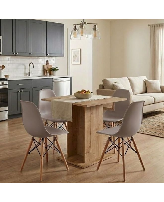 Σετ τραπεζαρία 5τμχ Allos - Nova Megapap χρώμα sapphire oak - cappuccino 75x75x77εκ.