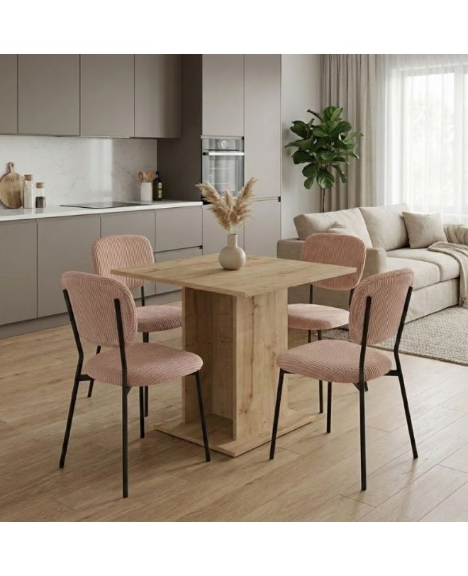 Σετ τραπεζαρία 5τμχ Allos - Kevin Megapap χρώμα sapphire oak - μόκα 75x75x77εκ.