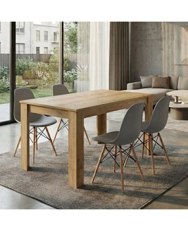 Σετ τραπεζαρία 5τμχ Darlen - Nova Megapap χρώμα sapphire oak - γκρι 125x72x74εκ.