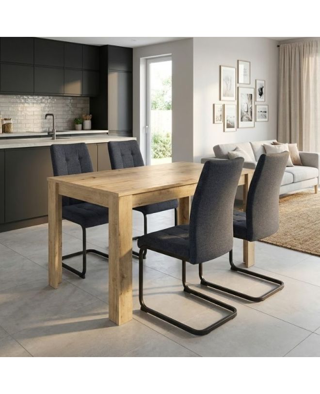 Σετ τραπεζαρία 5τμχ Darlen - Laura Megapap χρώμα sapphire oak - ανθρακί 125x72x74εκ.