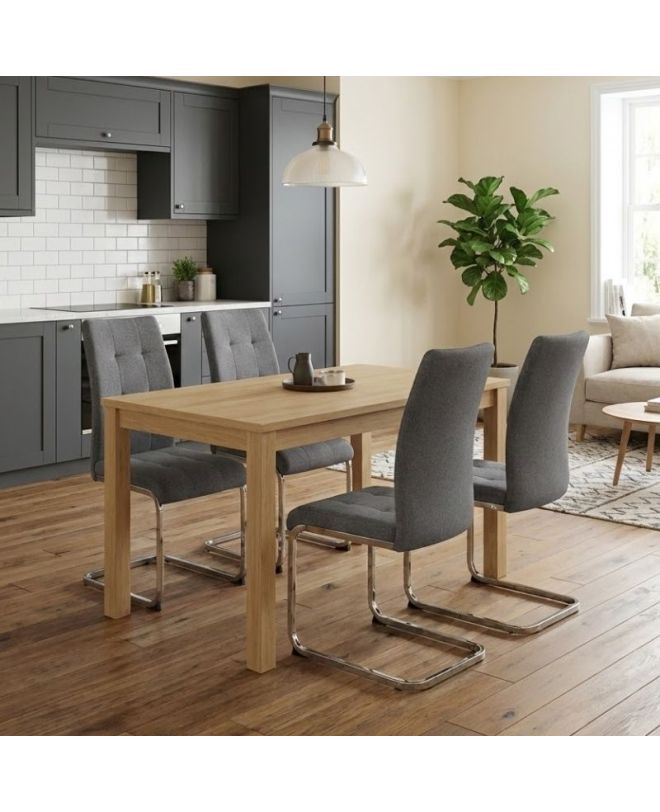 Σετ τραπεζαρία 5τμχ Darlen - Laura Megapap χρώμα sapphire oak - γκρι 125x72x74εκ.