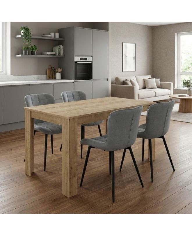 Σετ τραπεζαρία 5τμχ Darlen - Chiara Megapap χρώμα sapphire oak - γκρι 125x72x74εκ.