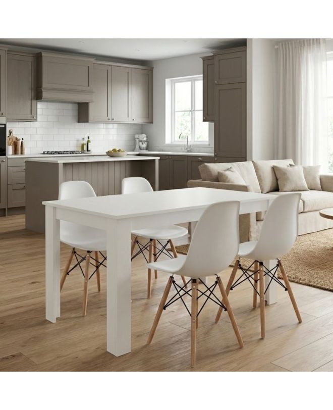 Σετ τραπεζαρία 5τμχ Darlen - Nova Megapap χρώμα λευκό 125x72x74εκ.